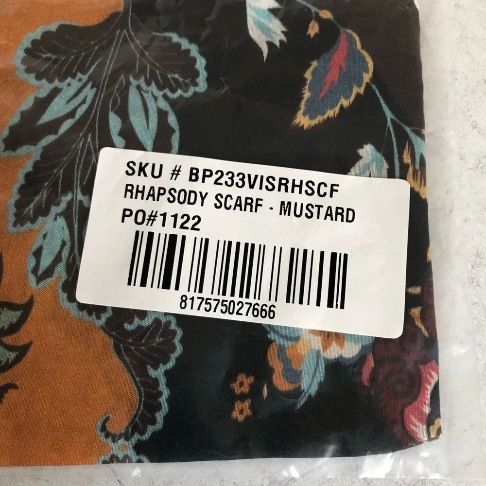 Vismaya Rhapsody Floral Scarf Mustard Bohemian Square